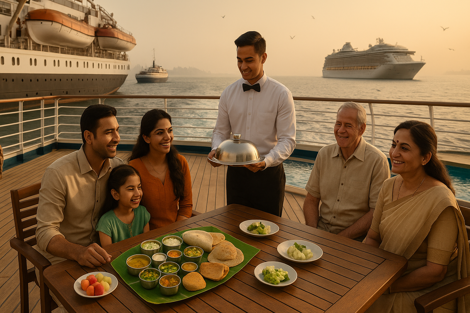 Cordelia Empress ship and a mega international ocean liner