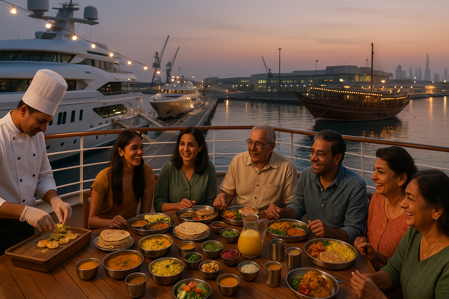 Port Rashid cruise terminal in Dubai with luxury vessels
