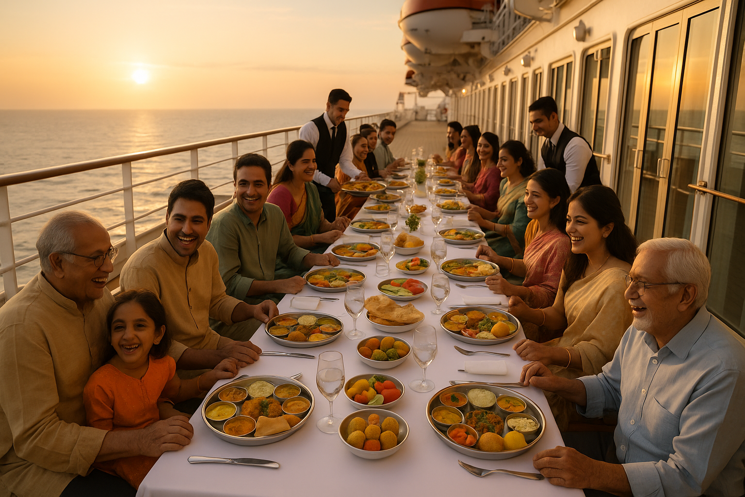 extended family group photo and large private dining table