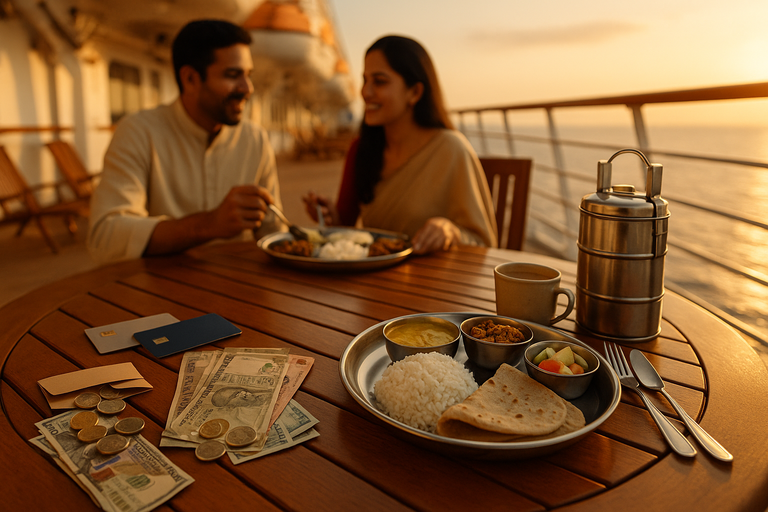 currency exchange, credit cards, and tip envelopes for transactions