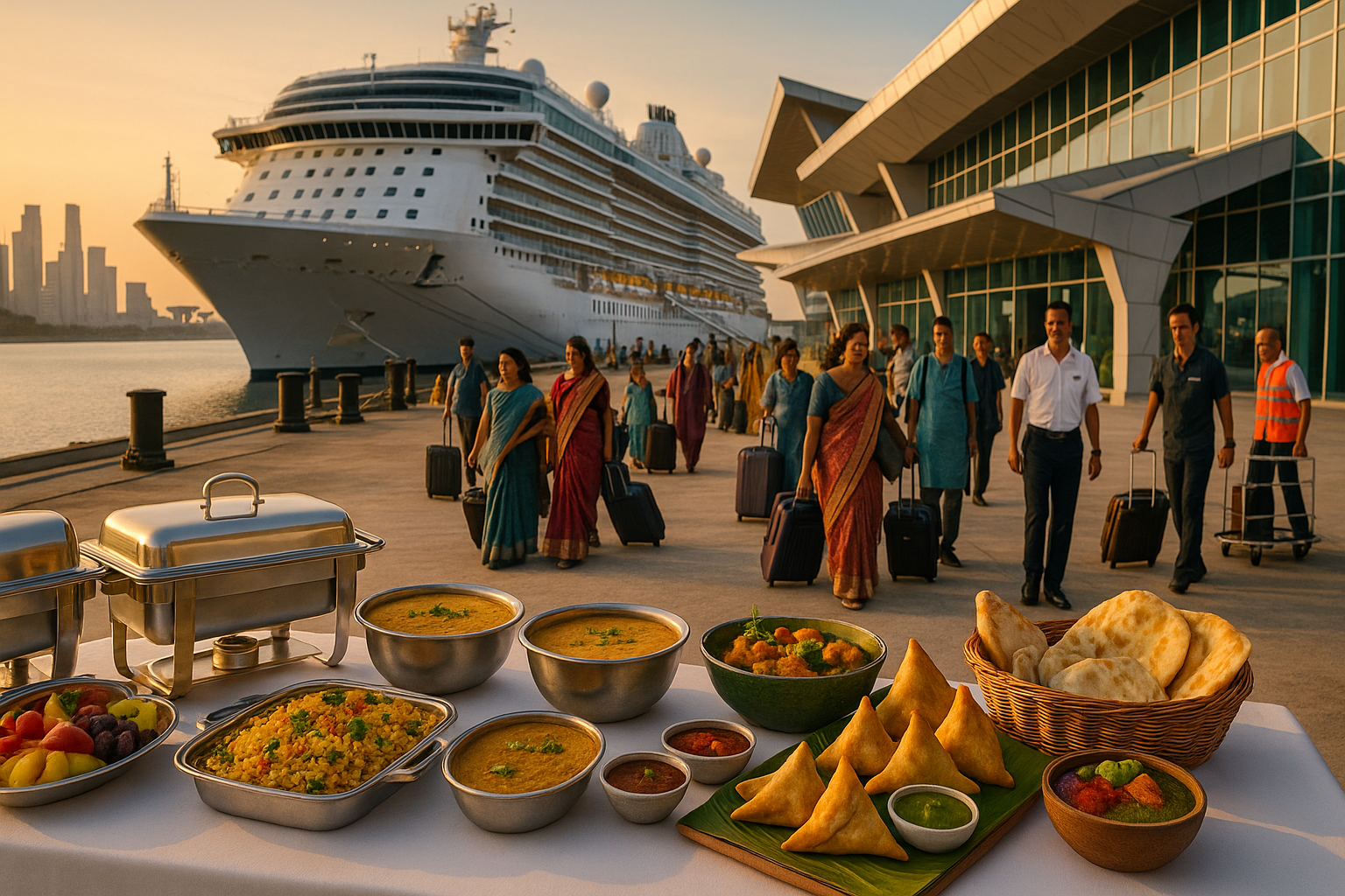 Marina Bay Cruise Centre with a large ship ready for boarding